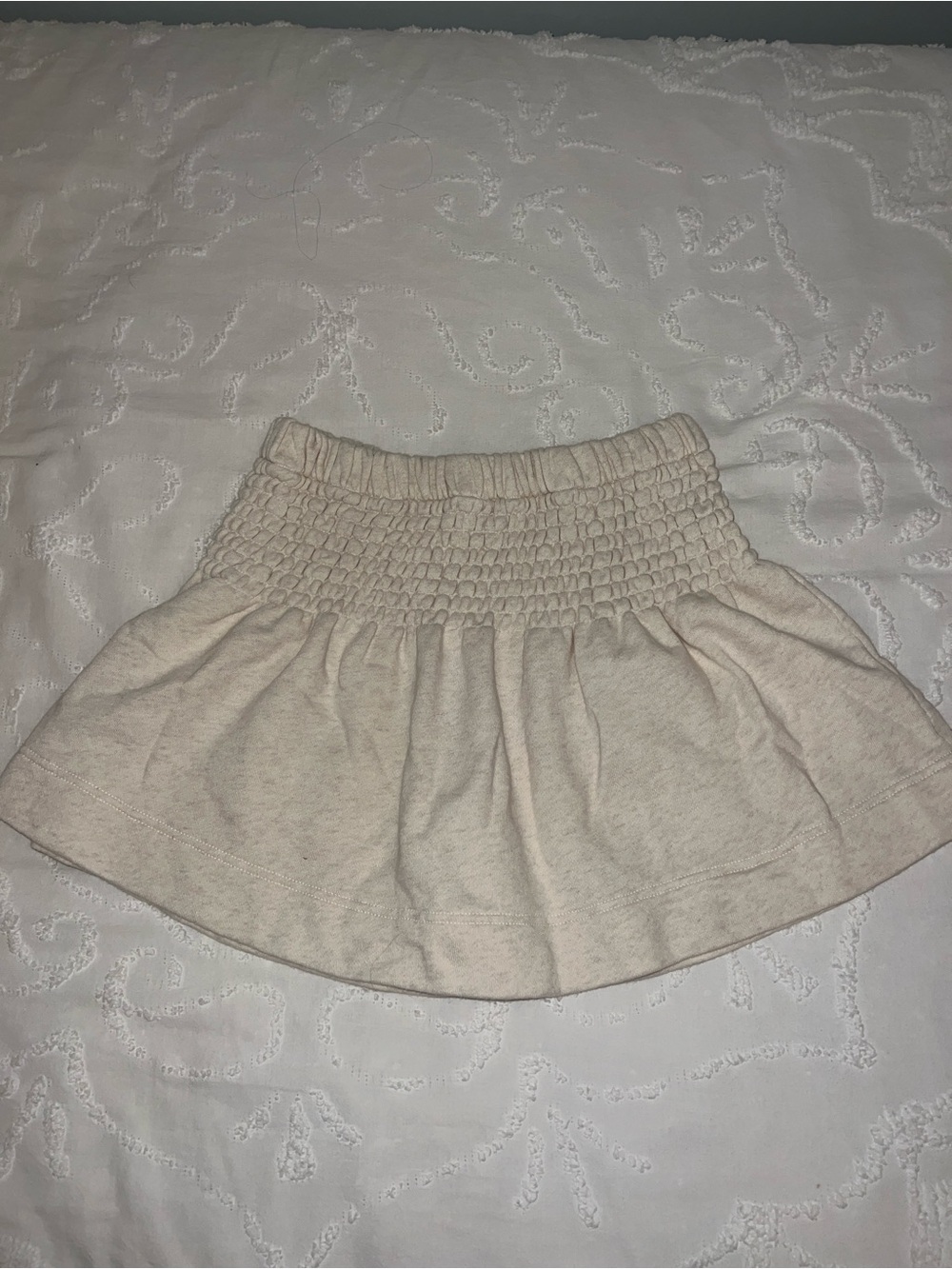 aerie Cream Smocked Waist Circle Mini Skirt